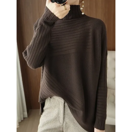 Original Irregular 7 Colors High-Neck Long Sleeves Sweater Top Original Irregular 7 Colors High-Neck Long Sleeves Sweater Top