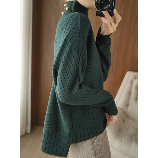 Original Irregular 7 Colors High-Neck Long Sleeves Sweater Top Original Irregular 7 Colors High-Neck Long Sleeves Sweater Top