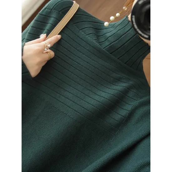 Original Irregular 7 Colors High-Neck Long Sleeves Sweater Top Original Irregular 7 Colors High-Neck Long Sleeves Sweater Top