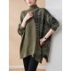 Casual Loose 3 Colors Split-Joint Plaid High-Neck Batwing Long Sleeves Sweater Top Casual Loose 3 Colors Split-Joint Plaid High-Neck Batwing Long Sleeves Sweater Top