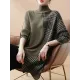 Casual Loose 3 Colors Split-Joint Plaid High-Neck Batwing Long Sleeves Sweater Top Casual Loose 3 Colors Split-Joint Plaid High-Neck Batwing Long Sleeves Sweater Top