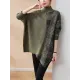 Casual Loose 3 Colors Split-Joint Plaid High-Neck Batwing Long Sleeves Sweater Top Casual Loose 3 Colors Split-Joint Plaid High-Neck Batwing Long Sleeves Sweater Top