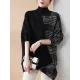 Casual Loose 3 Colors Split-Joint Plaid High-Neck Batwing Long Sleeves Sweater Top Casual Loose 3 Colors Split-Joint Plaid High-Neck Batwing Long Sleeves Sweater Top
