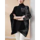 Casual Loose 3 Colors Split-Joint Plaid High-Neck Batwing Long Sleeves Sweater Top Casual Loose 3 Colors Split-Joint Plaid High-Neck Batwing Long Sleeves Sweater Top