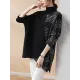 Casual Loose 3 Colors Split-Joint Plaid High-Neck Batwing Long Sleeves Sweater Top Casual Loose 3 Colors Split-Joint Plaid High-Neck Batwing Long Sleeves Sweater Top