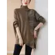 Casual Loose 3 Colors Split-Joint Plaid High-Neck Batwing Long Sleeves Sweater Top Casual Loose 3 Colors Split-Joint Plaid High-Neck Batwing Long Sleeves Sweater Top