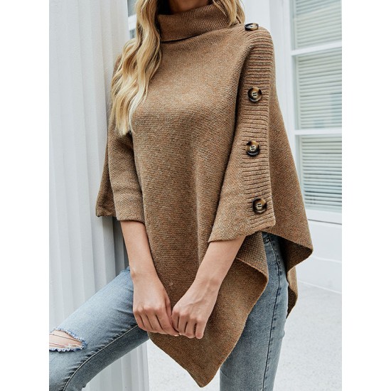 Casual 7 Colors High-Neck Sweater Cape Casual 7 Colors High-Neck Sweater Cape