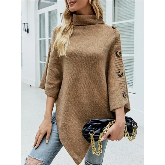 Casual 7 Colors High-Neck Sweater Cape Casual 7 Colors High-Neck Sweater Cape