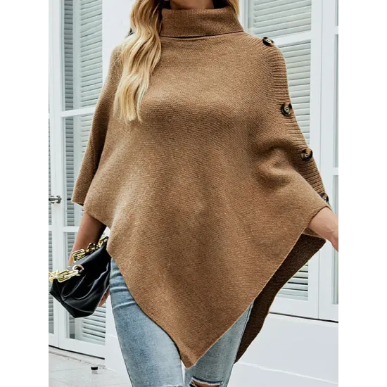 Casual 7 Colors High-Neck Sweater Cape Casual 7 Colors High-Neck Sweater Cape