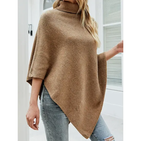 Casual 7 Colors High-Neck Sweater Cape Casual 7 Colors High-Neck Sweater Cape
