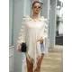 Original 6 Colors Tassels Embroidered Round-Neck Sweater Cape Original 6 Colors Tassels Embroidered Round-Neck Sweater Cape
