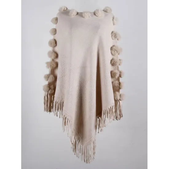 Original 6 Colors Tassels Embroidered Round-Neck Sweater Cape Original 6 Colors Tassels Embroidered Round-Neck Sweater Cape