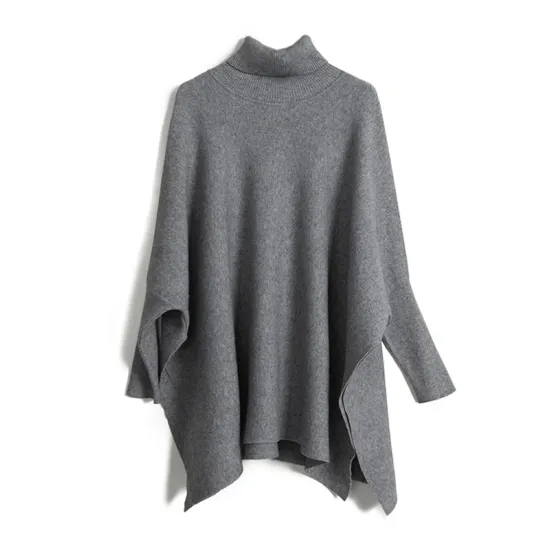 Simple Loose Solid Color High-Neck Batwing Sleeves Sweater Simple Loose Solid Color High-Neck Batwing Sleeves Sweater