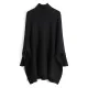 Simple Loose Solid Color High-Neck Batwing Sleeves Sweater Simple Loose Solid Color High-Neck Batwing Sleeves Sweater