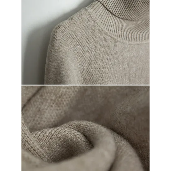 Simple Loose Solid Color High-Neck Batwing Sleeves Sweater Simple Loose Solid Color High-Neck Batwing Sleeves Sweater