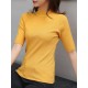 15 Colors Knitting Solid Color High-Neck Short Sleeves Pullover 15 Colors Knitting Solid Color High-Neck Short Sleeves Pullover