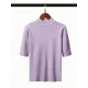 15 Colors Knitting Solid Color High-Neck Short Sleeves Pullover 15 Colors Knitting Solid Color High-Neck Short Sleeves Pullover