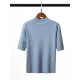 15 Colors Knitting Solid Color High-Neck Short Sleeves Pullover 15 Colors Knitting Solid Color High-Neck Short Sleeves Pullover