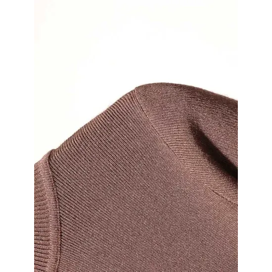 15 Colors Knitting Solid Color High-Neck Short Sleeves Pullover 15 Colors Knitting Solid Color High-Neck Short Sleeves Pullover
