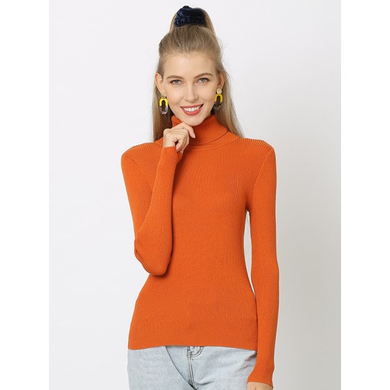 10 Colors Simple Knitting Solid Color High-Neck Pullover 10 Colors Simple Knitting Solid Color High-Neck Pullover
