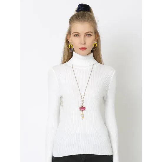 10 Colors Simple Knitting Solid Color High-Neck Pullover 10 Colors Simple Knitting Solid Color High-Neck Pullover