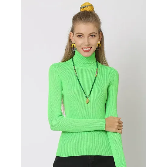 10 Colors Simple Knitting Solid Color High-Neck Pullover 10 Colors Simple Knitting Solid Color High-Neck Pullover