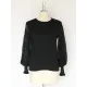Original Loose Hollow Lace Round-Neck Long Puff Sleeves Sweater Pullovers Original Loose Hollow Lace Round-Neck Long Puff Sleeves Sweater Pullovers