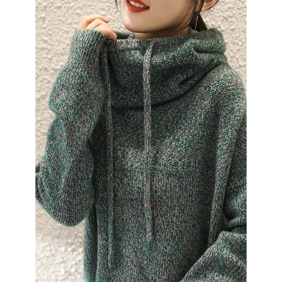 Casual Loose 3 Colors Hooded Long Sleeves Sweater Top Casual Loose 3 Colors Hooded Long Sleeves Sweater Top