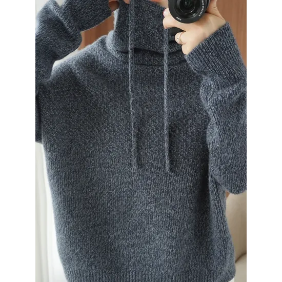 Casual Loose 3 Colors Hooded Long Sleeves Sweater Top Casual Loose 3 Colors Hooded Long Sleeves Sweater Top
