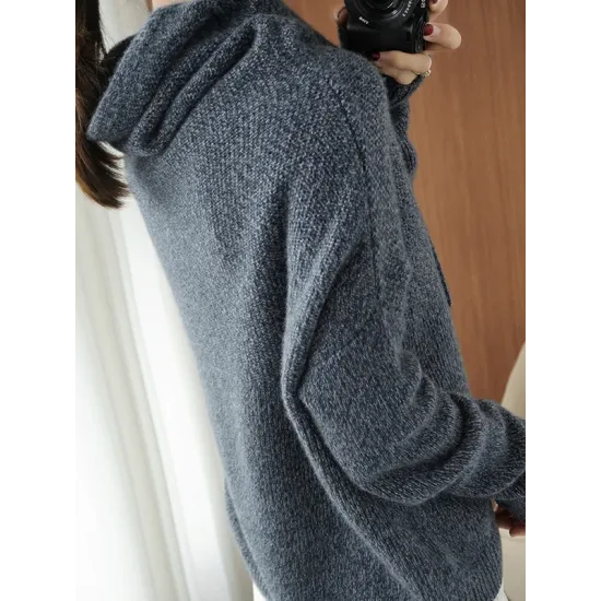 Casual Loose 3 Colors Hooded Long Sleeves Sweater Top Casual Loose 3 Colors Hooded Long Sleeves Sweater Top