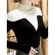 Vintage Contrast Color High-Neck Long Sleeves Pullover Vintage Contrast Color High-Neck Long Sleeves Pullover