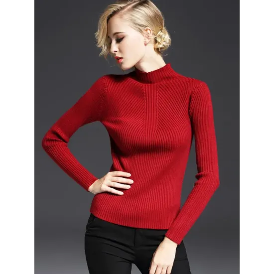 7 Colors Simple Knitting Solid Color High-Neck Sweater 7 Colors Simple Knitting Solid Color High-Neck Sweater