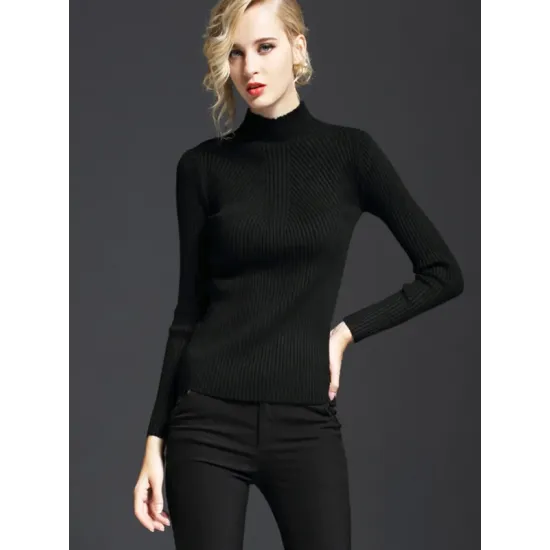 7 Colors Simple Knitting Solid Color High-Neck Sweater 7 Colors Simple Knitting Solid Color High-Neck Sweater