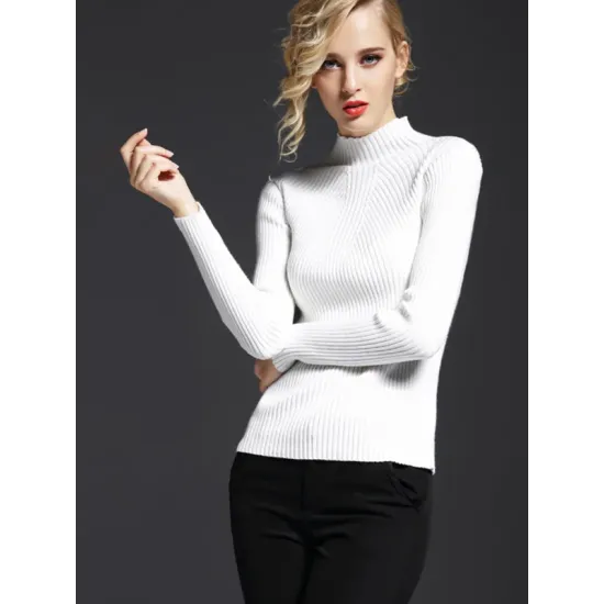7 Colors Simple Knitting Solid Color High-Neck Sweater 7 Colors Simple Knitting Solid Color High-Neck Sweater