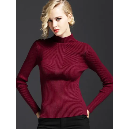 7 Colors Simple Knitting Solid Color High-Neck Sweater 7 Colors Simple Knitting Solid Color High-Neck Sweater