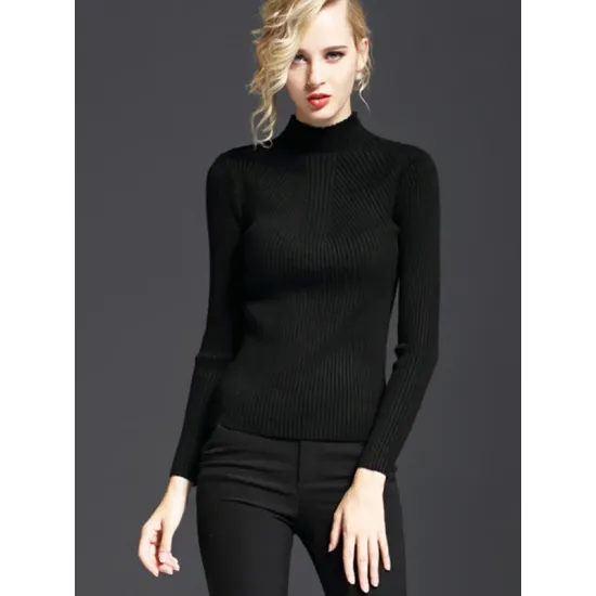 7 Colors Simple Knitting Solid Color High-Neck Sweater 7 Colors Simple Knitting Solid Color High-Neck Sweater
