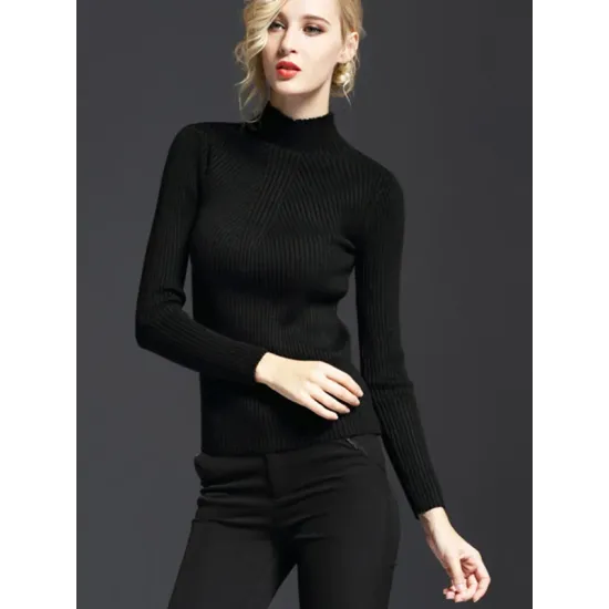 7 Colors Simple Knitting Solid Color High-Neck Sweater 7 Colors Simple Knitting Solid Color High-Neck Sweater
