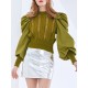 Original Skinny Puff Sleeves Hollow Split-Joint Round-Neck Sweater Tops Original Skinny Puff Sleeves Hollow Split-Joint Round-Neck Sweater Tops