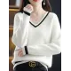 Urban Loose Long Sleeves Contrast Color V-Neck Sweater Tops Urban Loose Long Sleeves Contrast Color V-Neck Sweater Tops
