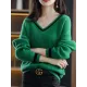 Urban Loose Long Sleeves Contrast Color V-Neck Sweater Tops Urban Loose Long Sleeves Contrast Color V-Neck Sweater Tops