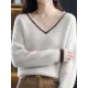 Urban Loose Long Sleeves Contrast Color V-Neck Sweater Tops Urban Loose Long Sleeves Contrast Color V-Neck Sweater Tops