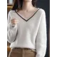 Urban Loose Long Sleeves Contrast Color V-Neck Sweater Tops Urban Loose Long Sleeves Contrast Color V-Neck Sweater Tops