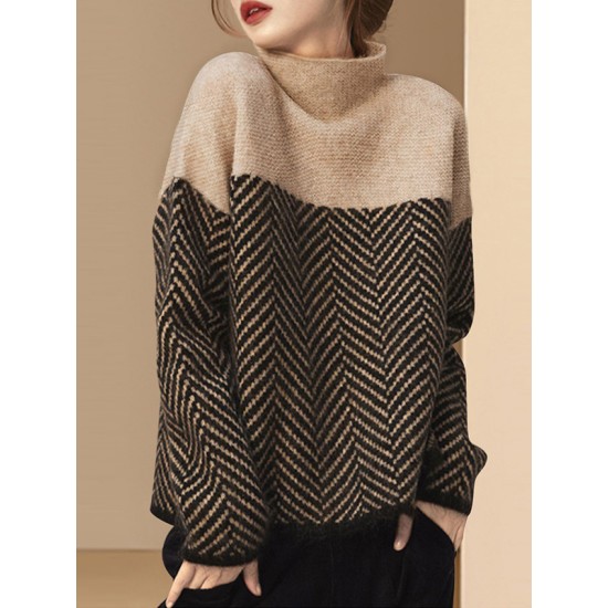 Casual Loose High-Neck Sweater Tops Casual Loose High-Neck Sweater Tops