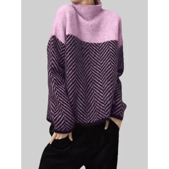 Casual Loose High-Neck Sweater Tops Casual Loose High-Neck Sweater Tops