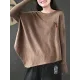 Simple Loose Long Sleeves Solid Color Round-Neck Sweater Tops Simple Loose Long Sleeves Solid Color Round-Neck Sweater Tops