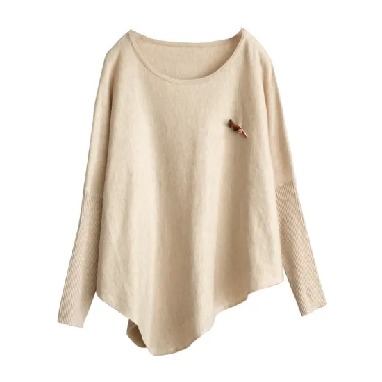 Simple Loose Long Sleeves Solid Color Round-Neck Sweater Tops Simple Loose Long Sleeves Solid Color Round-Neck Sweater Tops