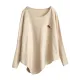 Simple Loose Long Sleeves Solid Color Round-Neck Sweater Tops Simple Loose Long Sleeves Solid Color Round-Neck Sweater Tops