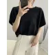 Solid Color Half Sleeves Loose Off-The-Shoulder Sweater Tops Pullovers Knitwear Solid Color Half Sleeves Loose Off-The-Shoulder Sweater Tops Pullovers Knitwear