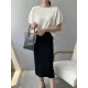 Solid Color Half Sleeves Loose Off-The-Shoulder Sweater Tops Pullovers Knitwear Solid Color Half Sleeves Loose Off-The-Shoulder Sweater Tops Pullovers Knitwear