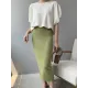 Solid Color Half Sleeves Loose Off-The-Shoulder Sweater Tops Pullovers Knitwear Solid Color Half Sleeves Loose Off-The-Shoulder Sweater Tops Pullovers Knitwear